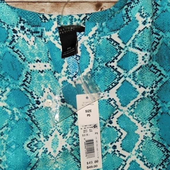 INVESTMENTS Python Pattern Blouse Petite Small  Lightweight NWT - Picture 7 of 10